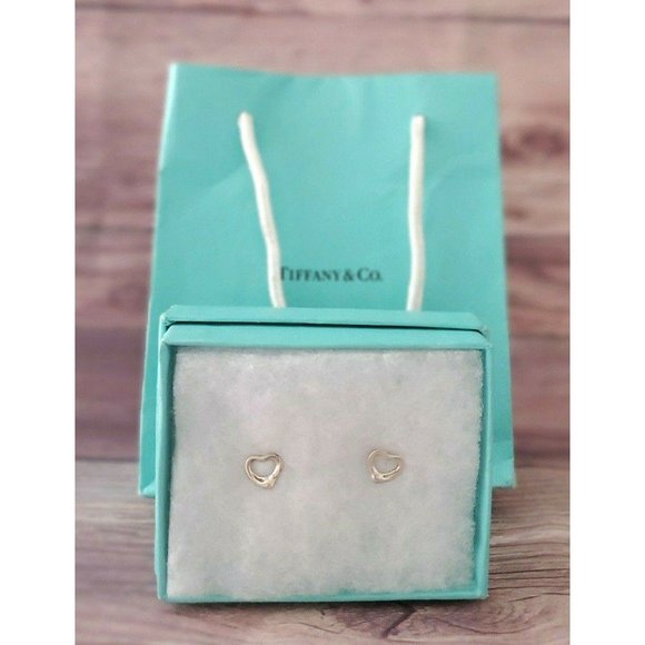 Tiffany & Co Womens Silver Open Heart Earrings